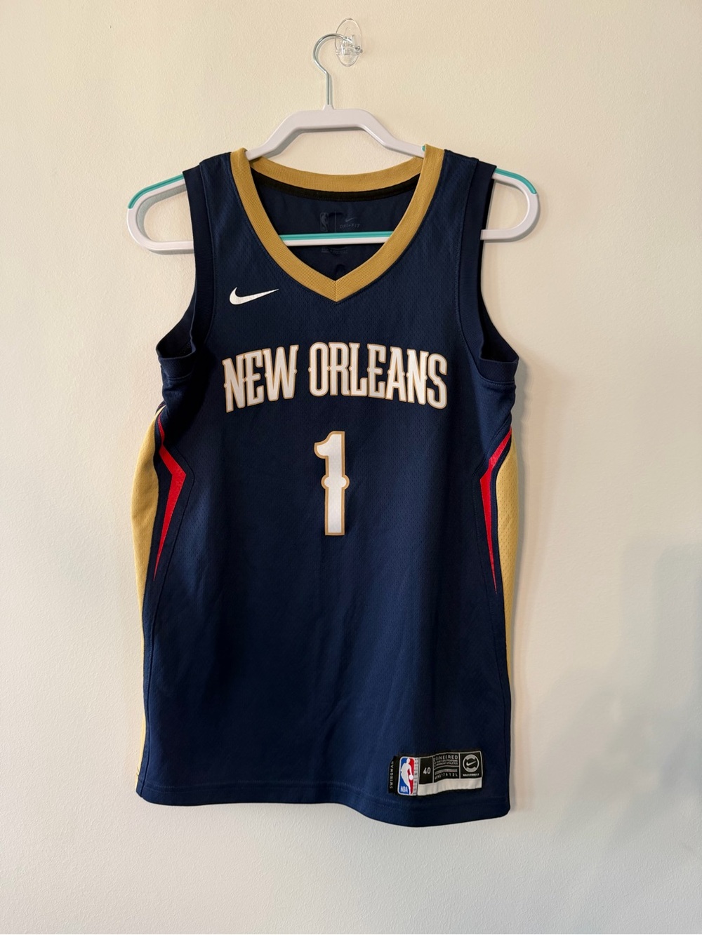 Nike New Orleans Navy and Gold Basketball Jersey